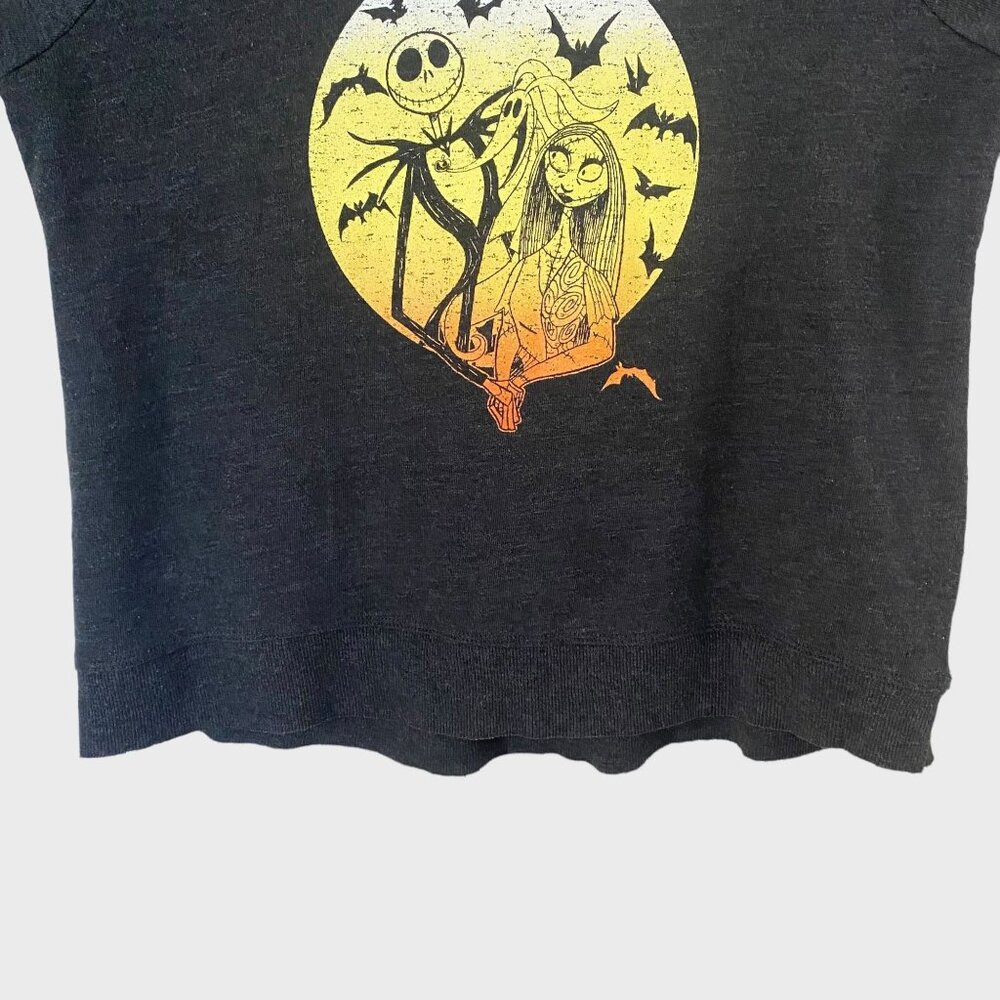 Disney Nightmare Before Christmas Scoop-Neck Sweatshirt Women's Medium Dark Gray - Picture 6 of 12